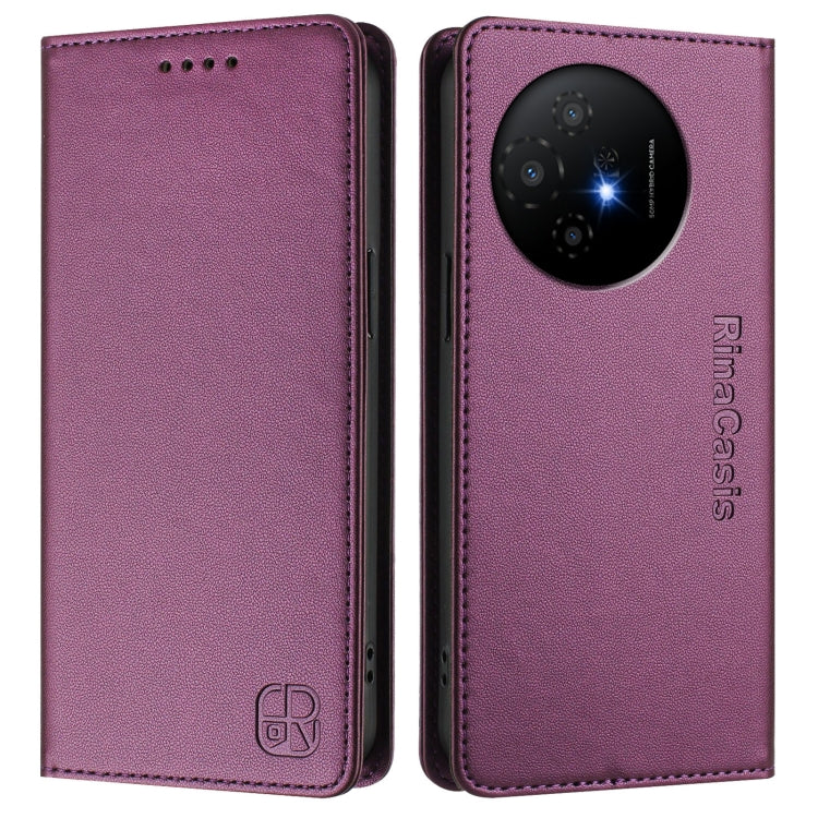 For TCL 50 XL 5G RC01 Dual-Folded Magnetic Suction RFID Leather Phone Case