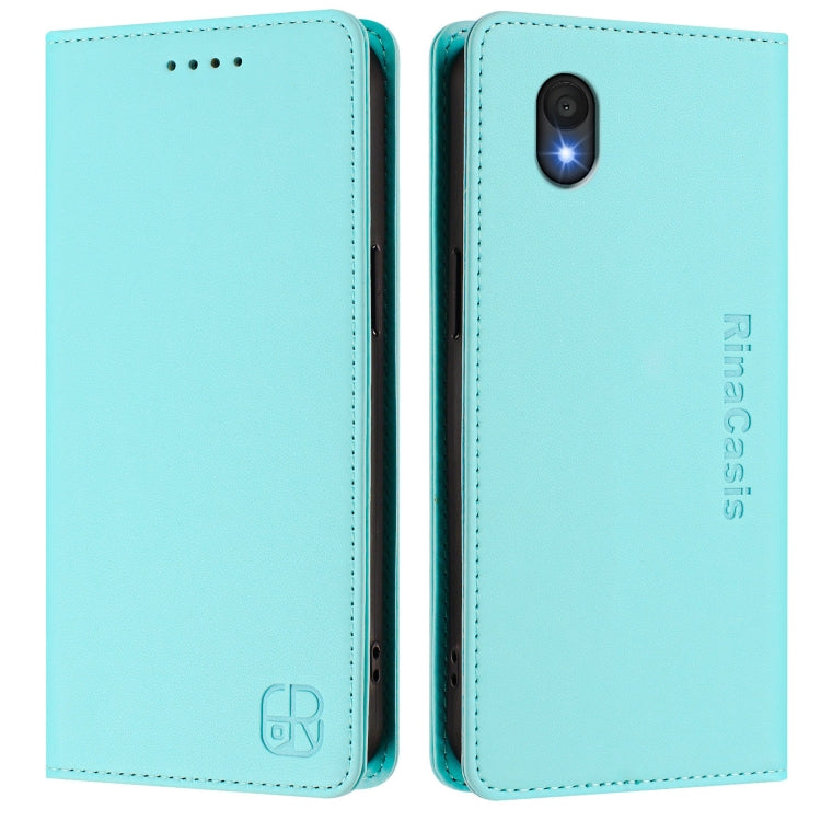 For TCL 201 RC01 Dual-Folded Magnetic Suction RFID Leather Phone Case