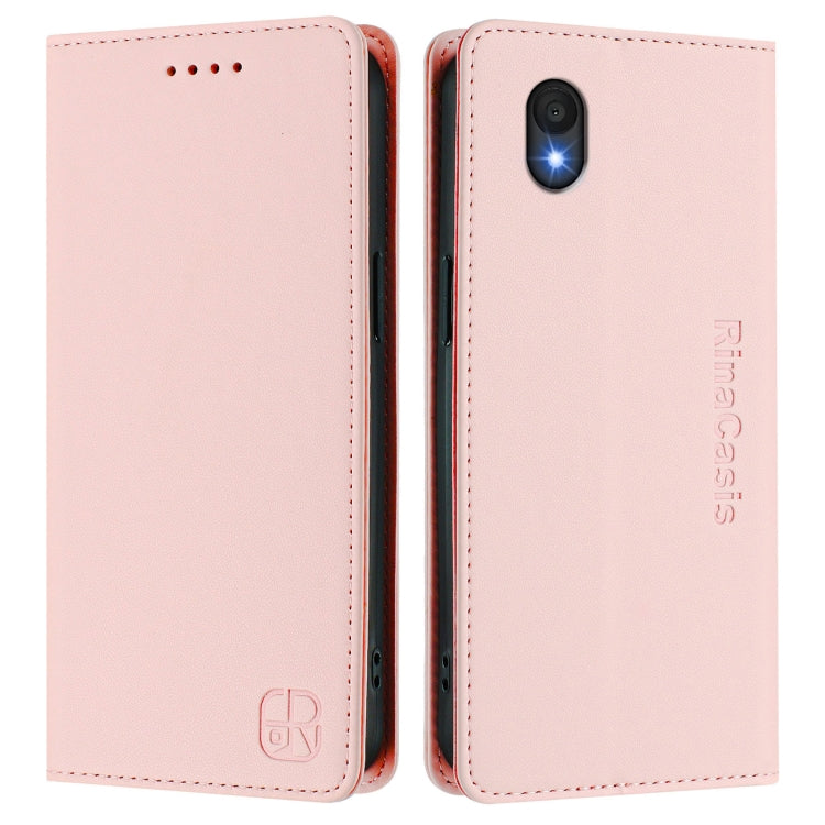 For TCL 201 RC01 Dual-Folded Magnetic Suction RFID Leather Phone Case