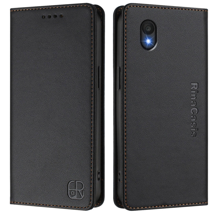 For TCL 201 RC01 Dual-Folded Magnetic Suction RFID Leather Phone Case