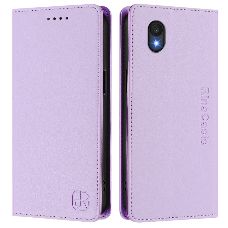 For TCL 201 RC01 Dual-Folded Magnetic Suction RFID Leather Phone Case
