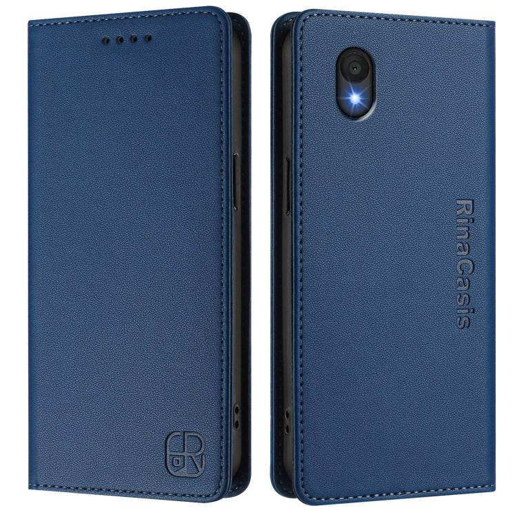 For TCL 201 RC01 Dual-Folded Magnetic Suction RFID Leather Phone Case
