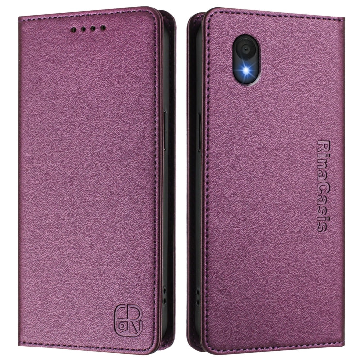 For TCL 201 RC01 Dual-Folded Magnetic Suction RFID Leather Phone Case