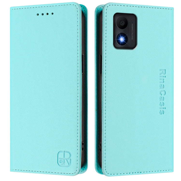 For TCL 303 RC01 Dual-Folded Magnetic Suction RFID Leather Phone Case