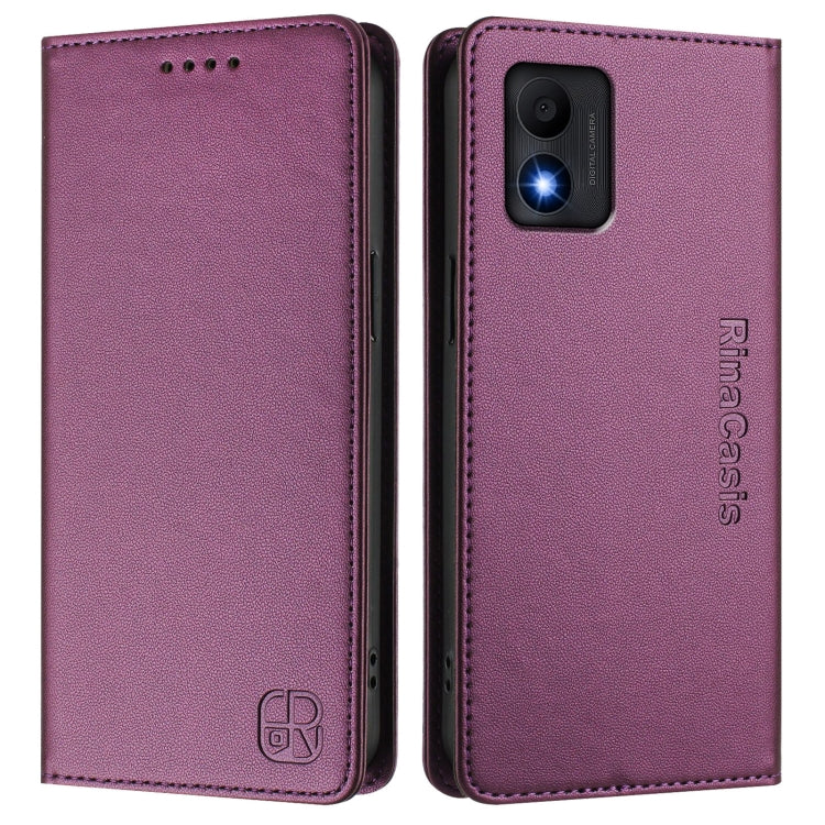 For TCL 303 RC01 Dual-Folded Magnetic Suction RFID Leather Phone Case