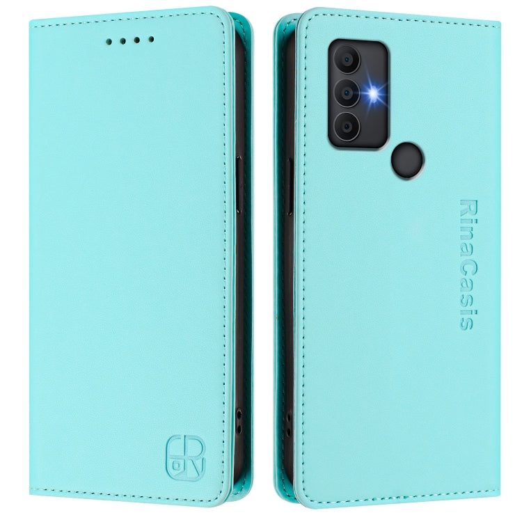 For TCL 305 / 306 RC01 Dual-Folded Magnetic Suction RFID Leather Phone Case
