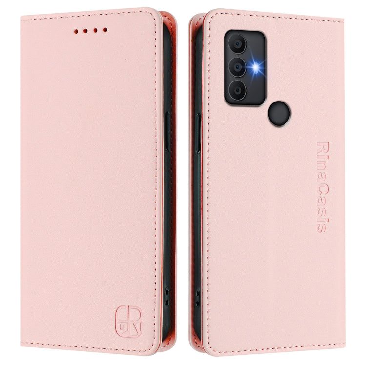 For TCL 305 / 306 RC01 Dual-Folded Magnetic Suction RFID Leather Phone Case