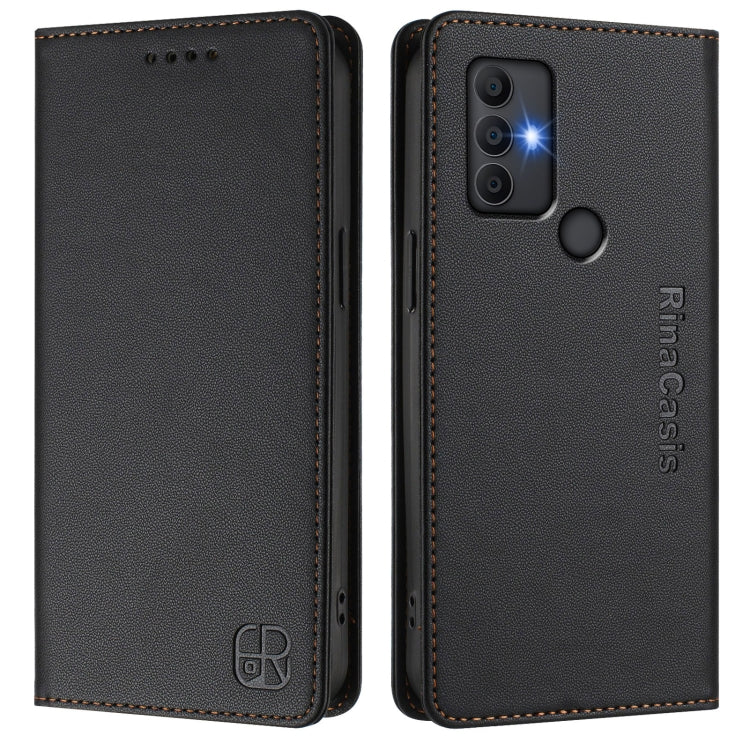 For TCL 305 / 306 RC01 Dual-Folded Magnetic Suction RFID Leather Phone Case