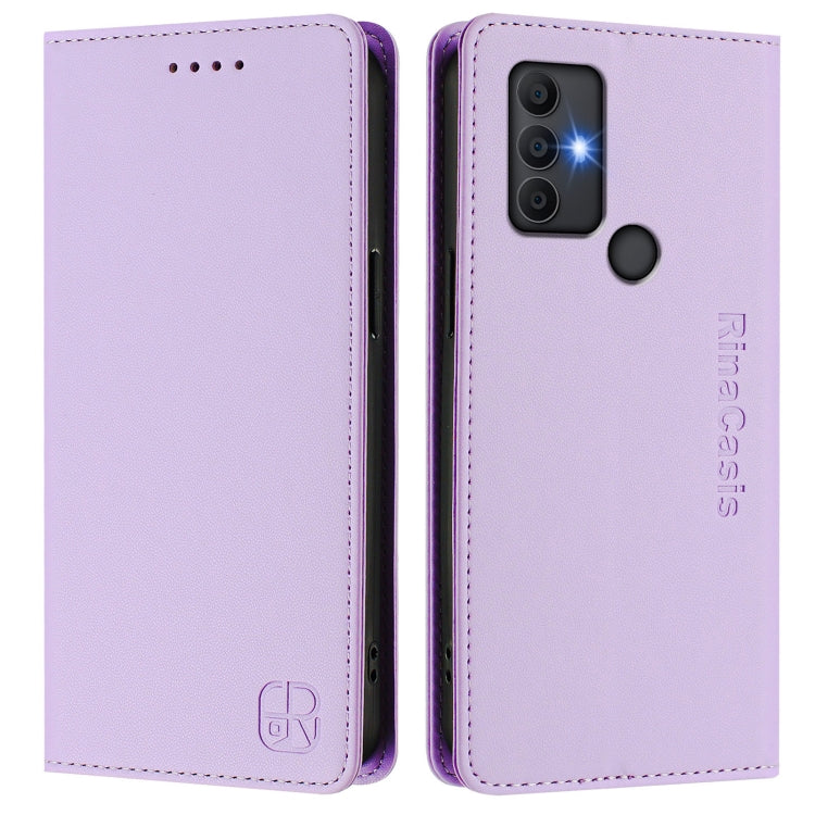 For TCL 305 / 306 RC01 Dual-Folded Magnetic Suction RFID Leather Phone Case