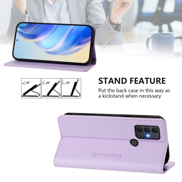 For TCL 305 / 306 RC01 Dual-Folded Magnetic Suction RFID Leather Phone Case