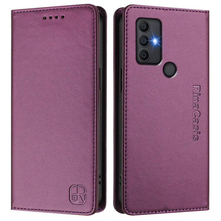 For TCL 305 / 306 RC01 Dual-Folded Magnetic Suction RFID Leather Phone Case