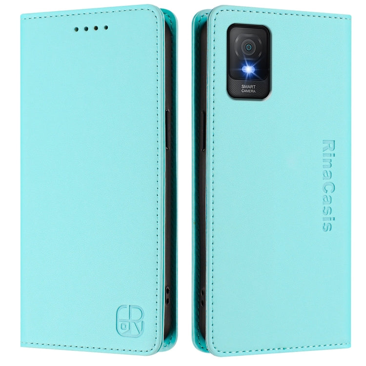 For TCL 403 RC01 Dual-Folded Magnetic Suction RFID Leather Phone Case