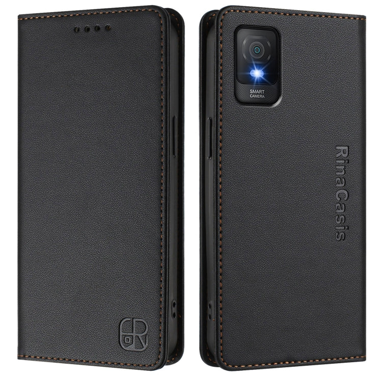 For TCL 403 RC01 Dual-Folded Magnetic Suction RFID Leather Phone Case
