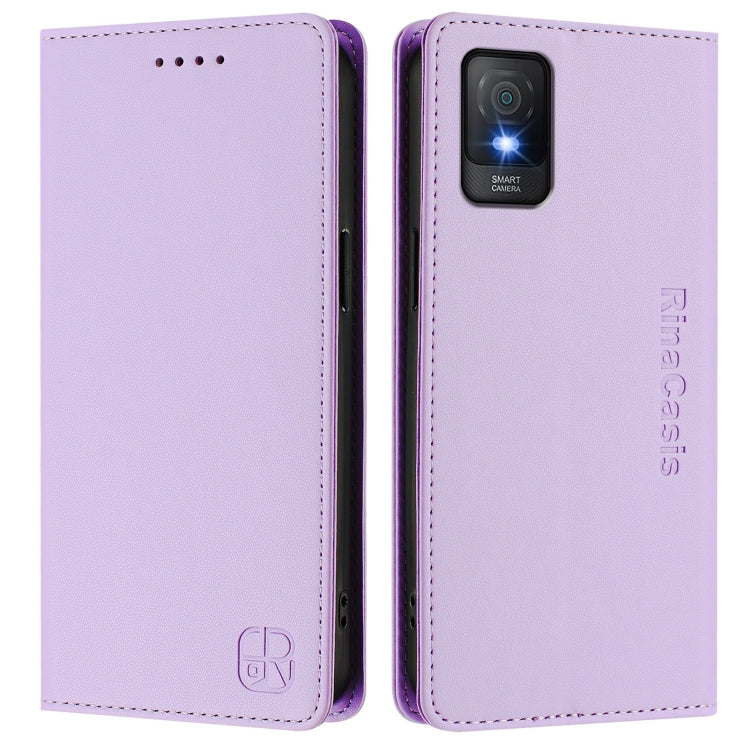 For TCL 403 RC01 Dual-Folded Magnetic Suction RFID Leather Phone Case