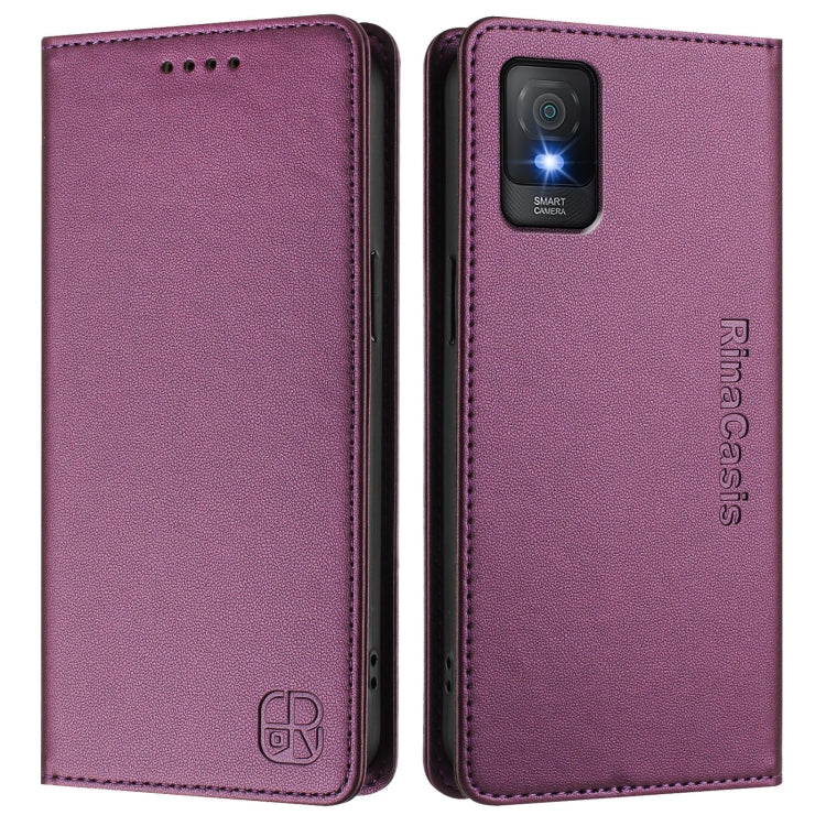 For TCL 403 RC01 Dual-Folded Magnetic Suction RFID Leather Phone Case