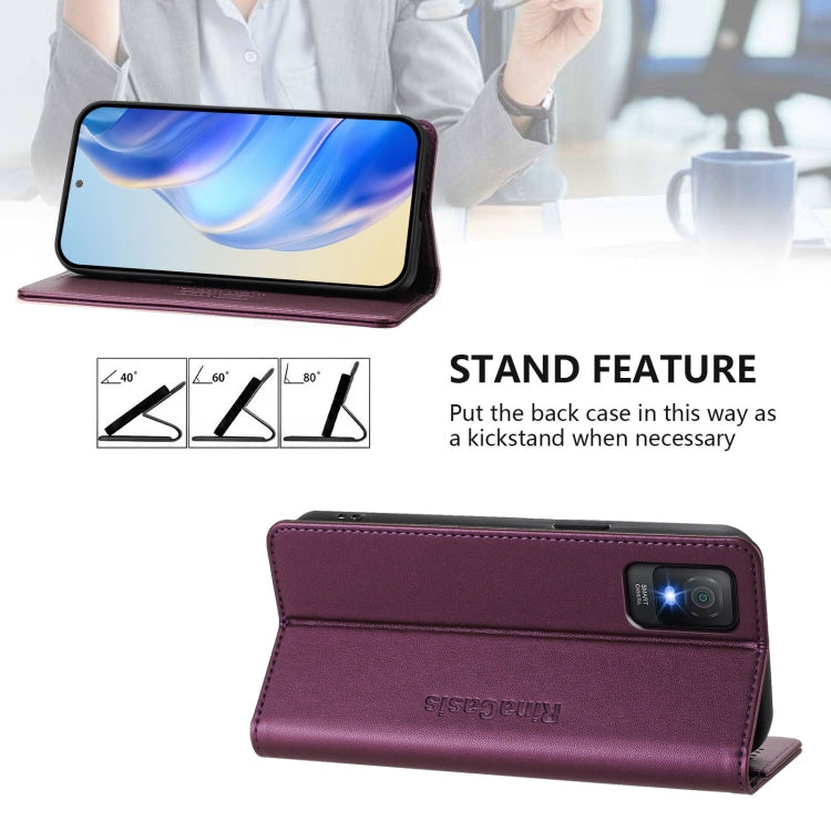 For TCL 403 RC01 Dual-Folded Magnetic Suction RFID Leather Phone Case