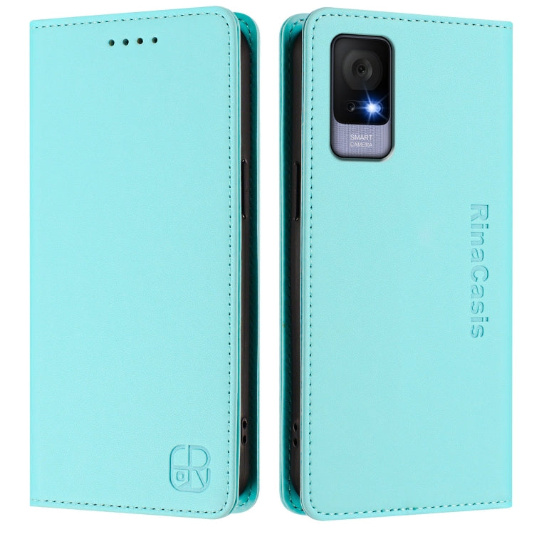 For TCL 405 / 406 / 408 RC01 Dual-Folded Magnetic Suction RFID Leather Phone Case