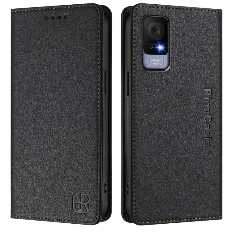 For TCL 405 / 406 / 408 RC01 Dual-Folded Magnetic Suction RFID Leather Phone Case