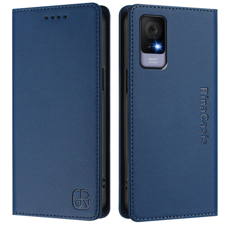 For TCL 405 / 406 / 408 RC01 Dual-Folded Magnetic Suction RFID Leather Phone Case