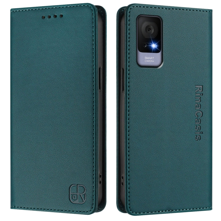For TCL 405 / 406 / 408 RC01 Dual-Folded Magnetic Suction RFID Leather Phone Case