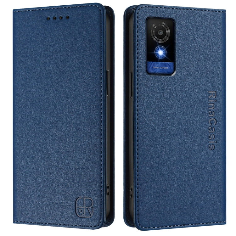 For TCL 501 RC01 Dual-Folded Magnetic Suction RFID Leather Phone Case