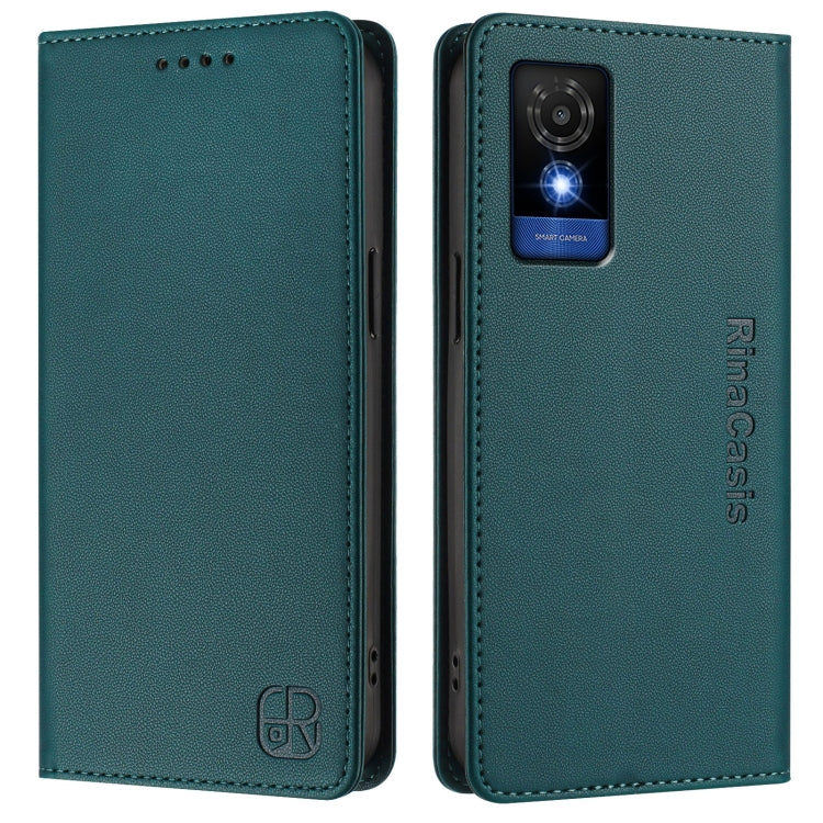 For TCL 501 RC01 Dual-Folded Magnetic Suction RFID Leather Phone Case