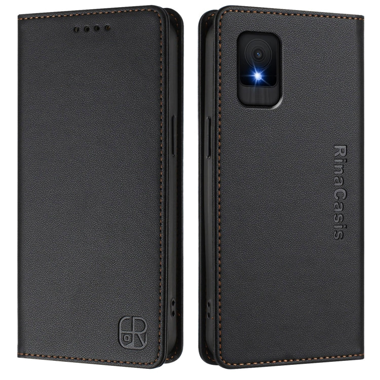 For TCL 502 RC01 Dual-Folded Magnetic Suction RFID Leather Phone Case