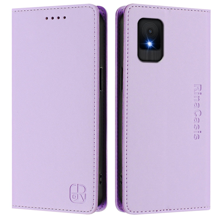 For TCL 502 RC01 Dual-Folded Magnetic Suction RFID Leather Phone Case