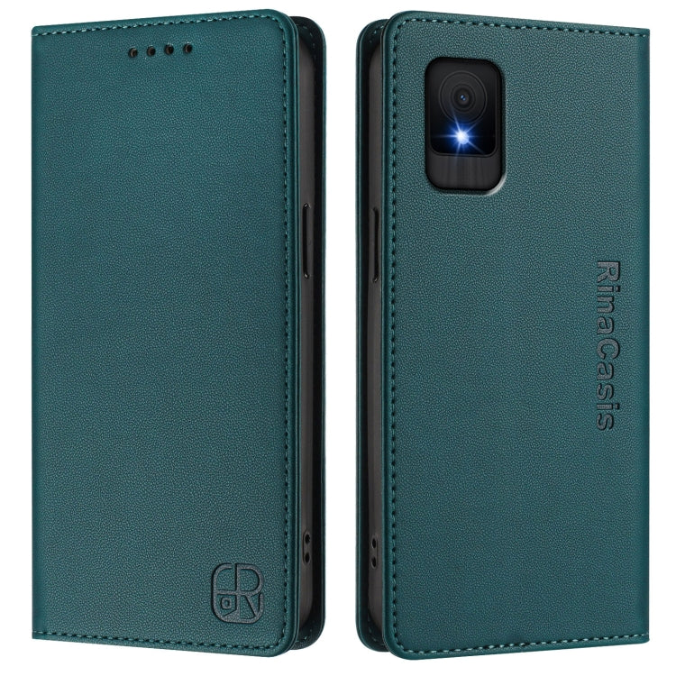 For TCL 502 RC01 Dual-Folded Magnetic Suction RFID Leather Phone Case
