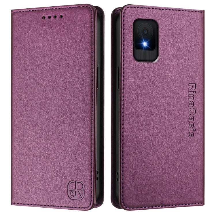 For TCL 502 RC01 Dual-Folded Magnetic Suction RFID Leather Phone Case