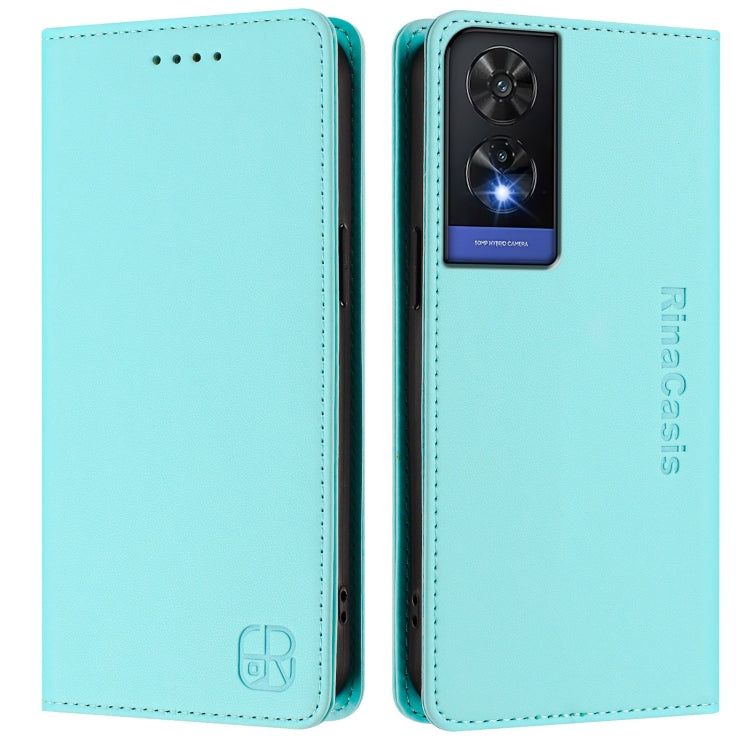 For TCL 505 RC01 Dual-Folded Magnetic Suction RFID Leather Phone Case
