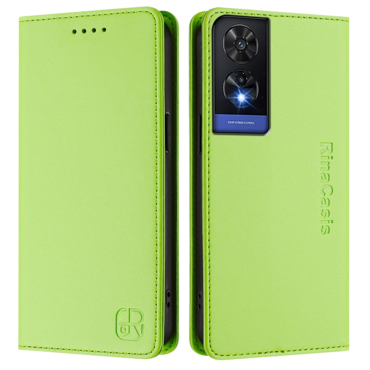 For TCL 505 RC01 Dual-Folded Magnetic Suction RFID Leather Phone Case
