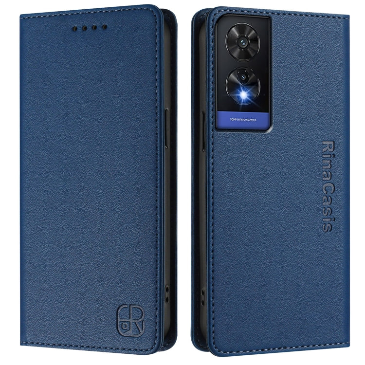 For TCL 505 RC01 Dual-Folded Magnetic Suction RFID Leather Phone Case