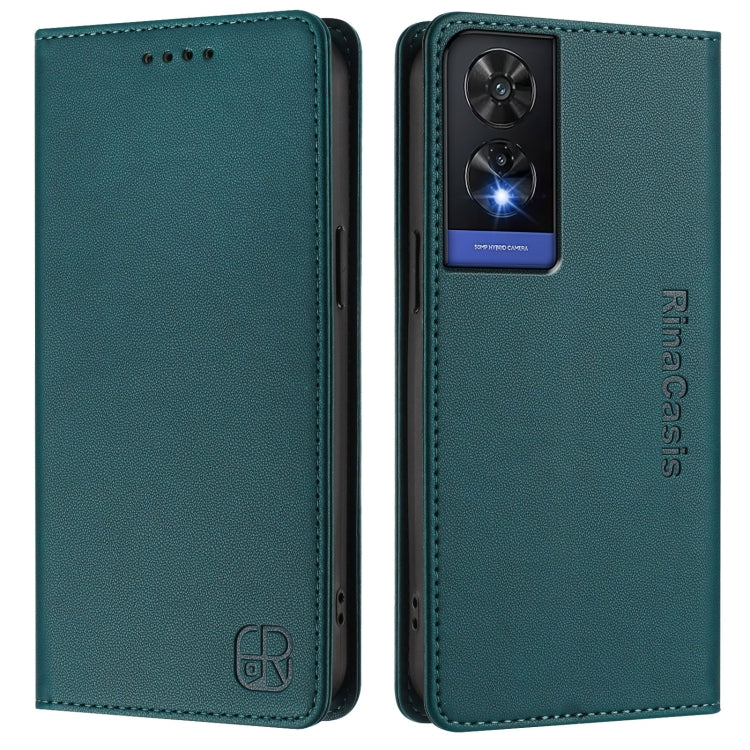 For TCL 505 RC01 Dual-Folded Magnetic Suction RFID Leather Phone Case