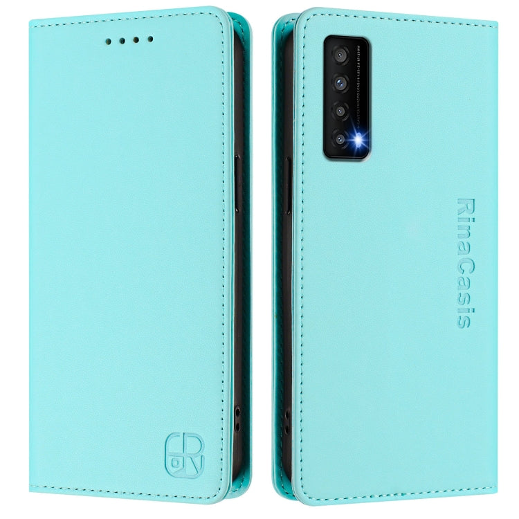 For TCL Stylus 5G RC01 Dual-Folded Magnetic Suction RFID Leather Phone Case
