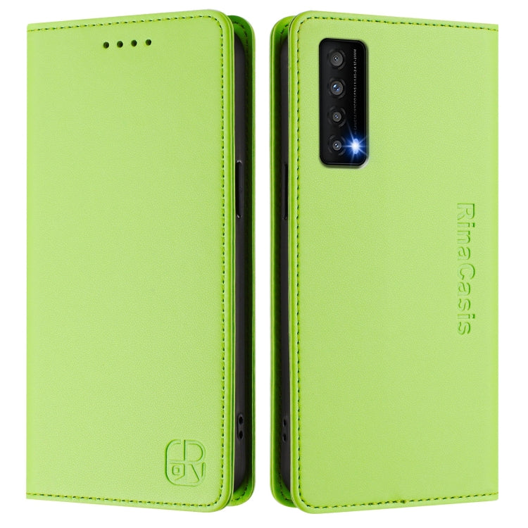For TCL Stylus 5G RC01 Dual-Folded Magnetic Suction RFID Leather Phone Case