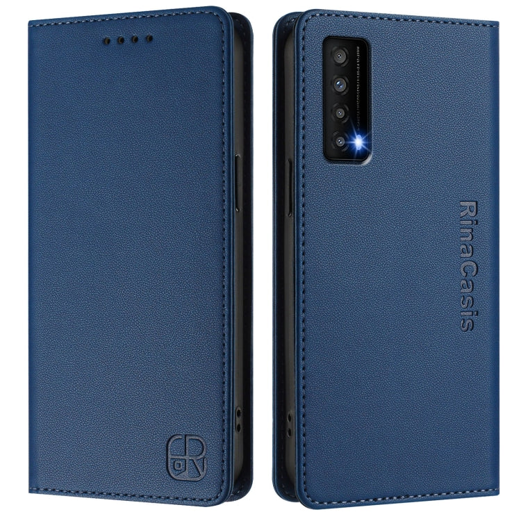 For TCL Stylus 5G RC01 Dual-Folded Magnetic Suction RFID Leather Phone Case