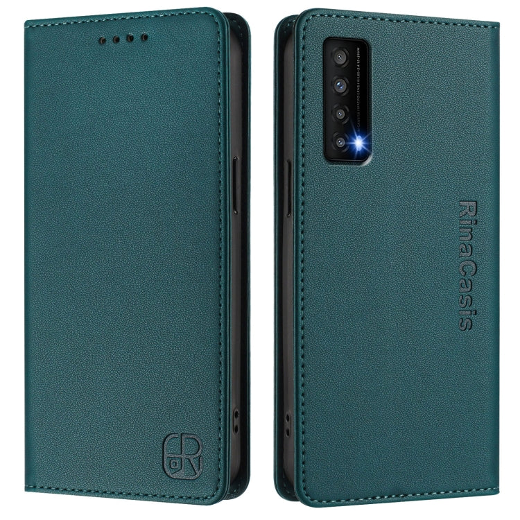 For TCL Stylus 5G RC01 Dual-Folded Magnetic Suction RFID Leather Phone Case