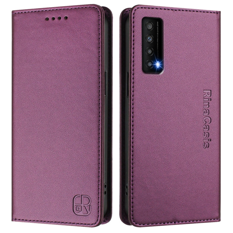 For TCL Stylus 5G RC01 Dual-Folded Magnetic Suction RFID Leather Phone Case