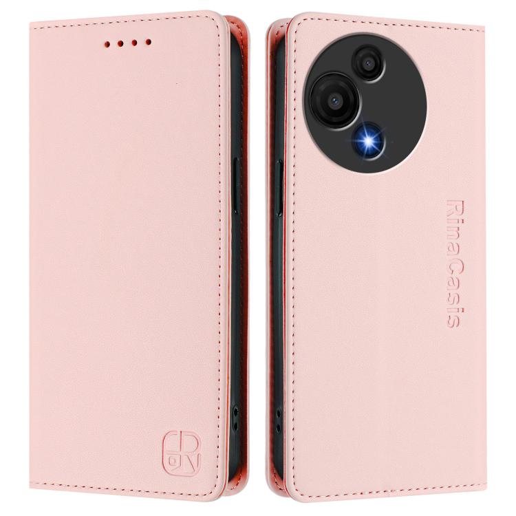 For TCL 605 / 60 SE RC01 Dual-Folded Magnetic Suction RFID Leather Phone Case