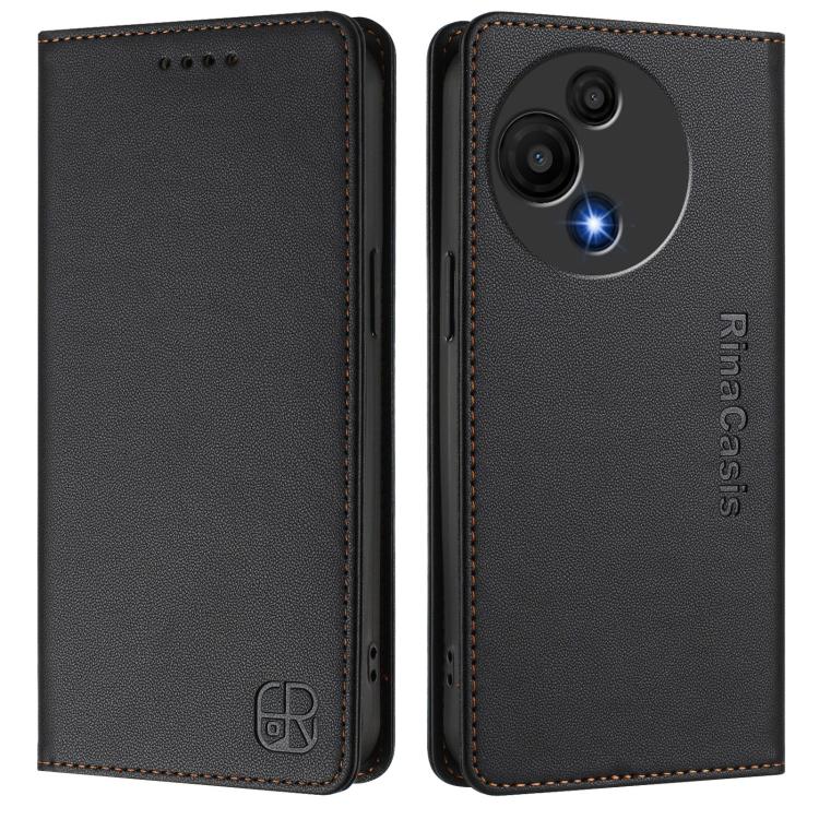 For TCL 605 / 60 SE RC01 Dual-Folded Magnetic Suction RFID Leather Phone Case