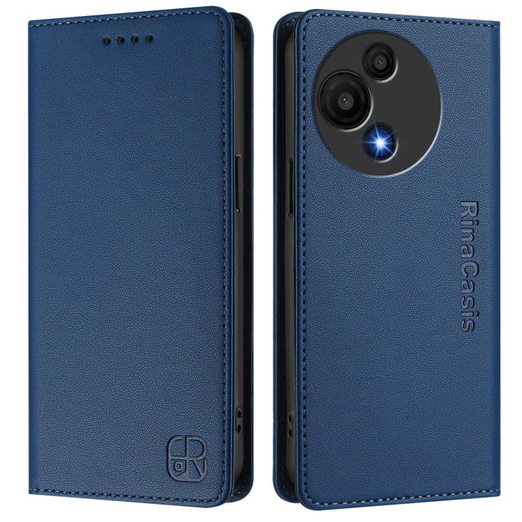 For TCL 605 / 60 SE RC01 Dual-Folded Magnetic Suction RFID Leather Phone Case