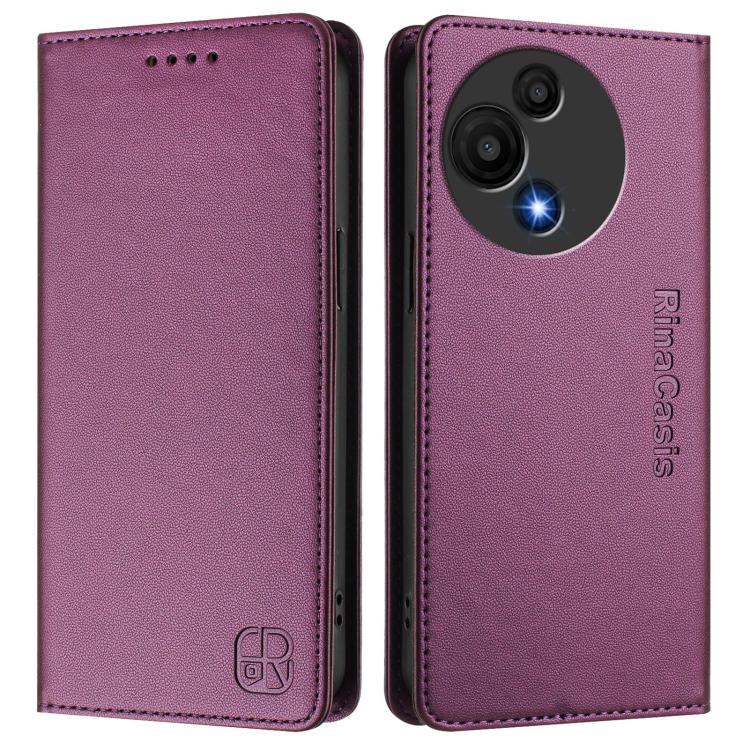 For TCL 605 / 60 SE RC01 Dual-Folded Magnetic Suction RFID Leather Phone Case