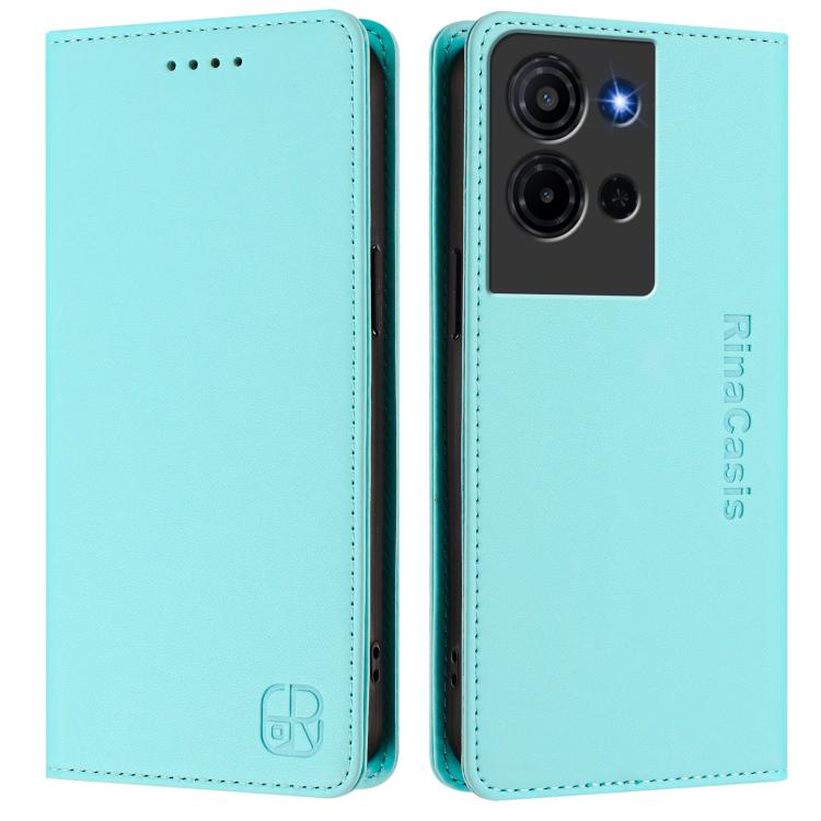 For TCL K33 5G / K32 5G RC01 Dual-Folded Magnetic Suction RFID Leather Phone Case