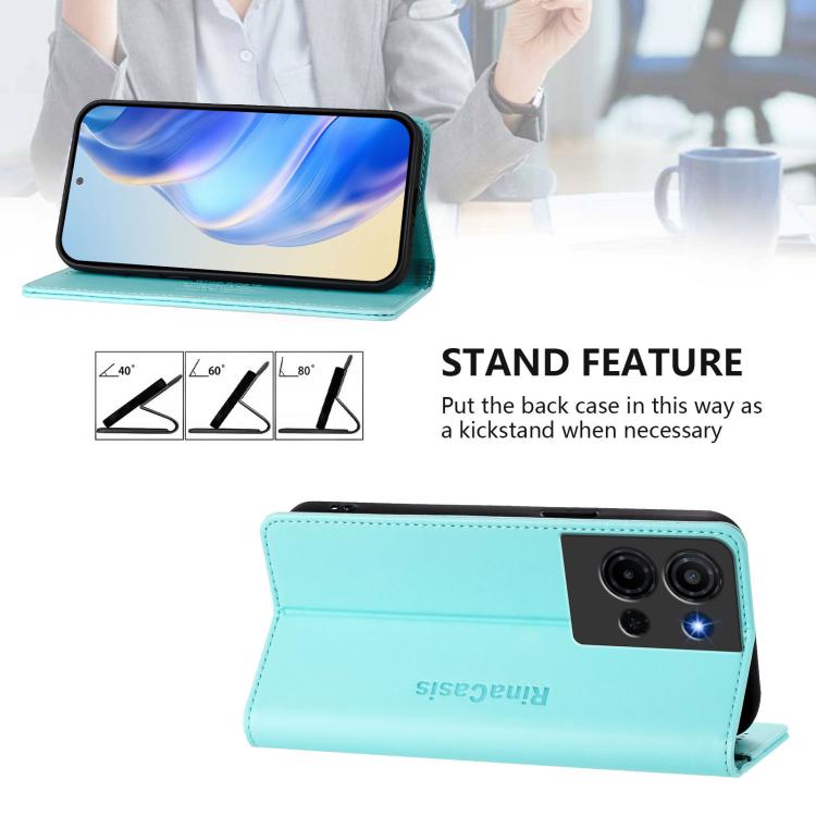 For TCL K33 5G / K32 5G RC01 Dual-Folded Magnetic Suction RFID Leather Phone Case