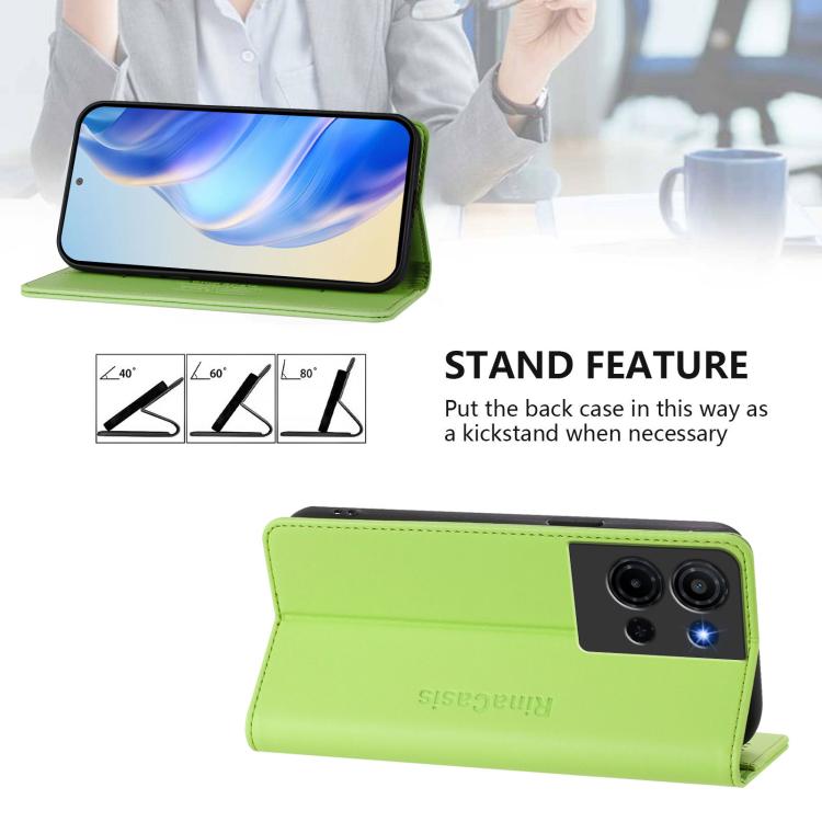 For TCL K33 5G / K32 5G RC01 Dual-Folded Magnetic Suction RFID Leather Phone Case