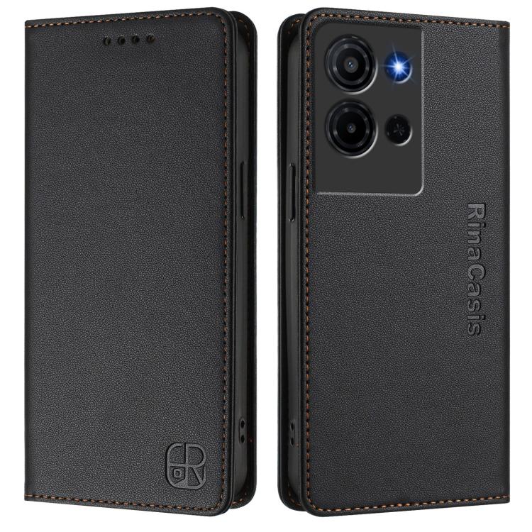 For TCL K33 5G / K32 5G RC01 Dual-Folded Magnetic Suction RFID Leather Phone Case