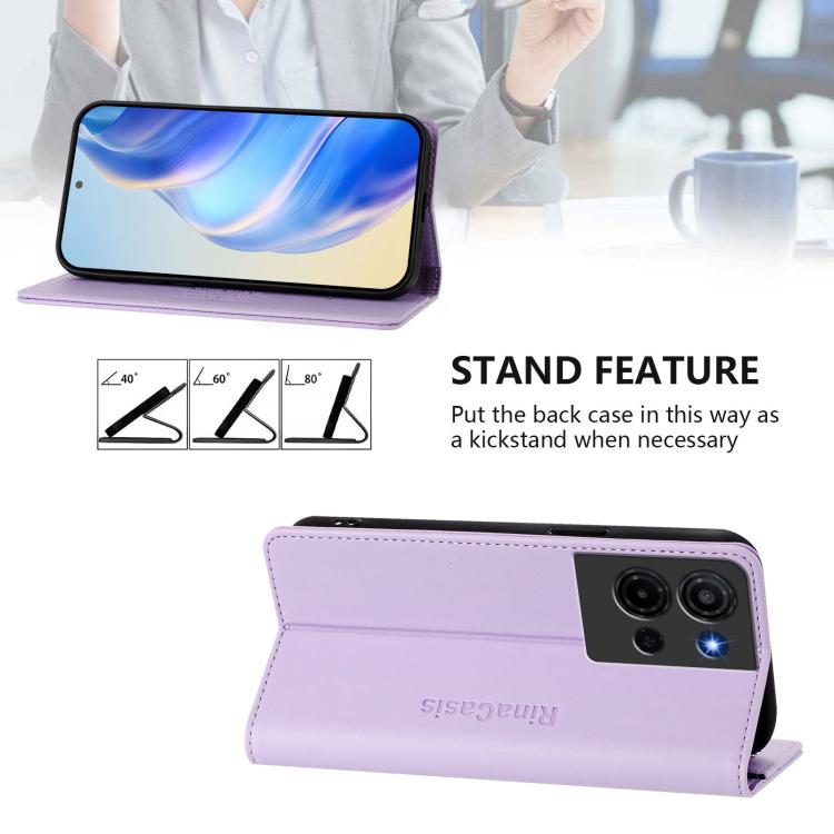 For TCL K33 5G / K32 5G RC01 Dual-Folded Magnetic Suction RFID Leather Phone Case