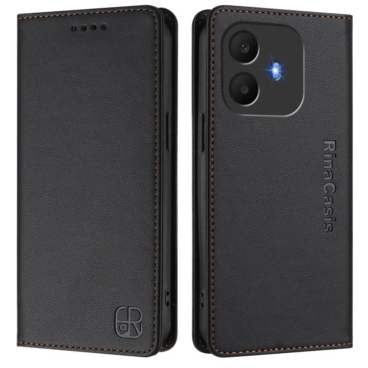 For TCL K70 Power 4G / K70 4G RC01 Dual-Folded Magnetic Suction RFID Leather Phone Case