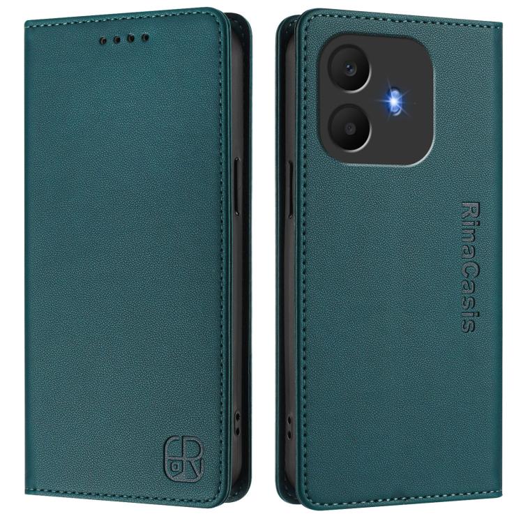 For TCL K70 Power 4G / K70 4G RC01 Dual-Folded Magnetic Suction RFID Leather Phone Case